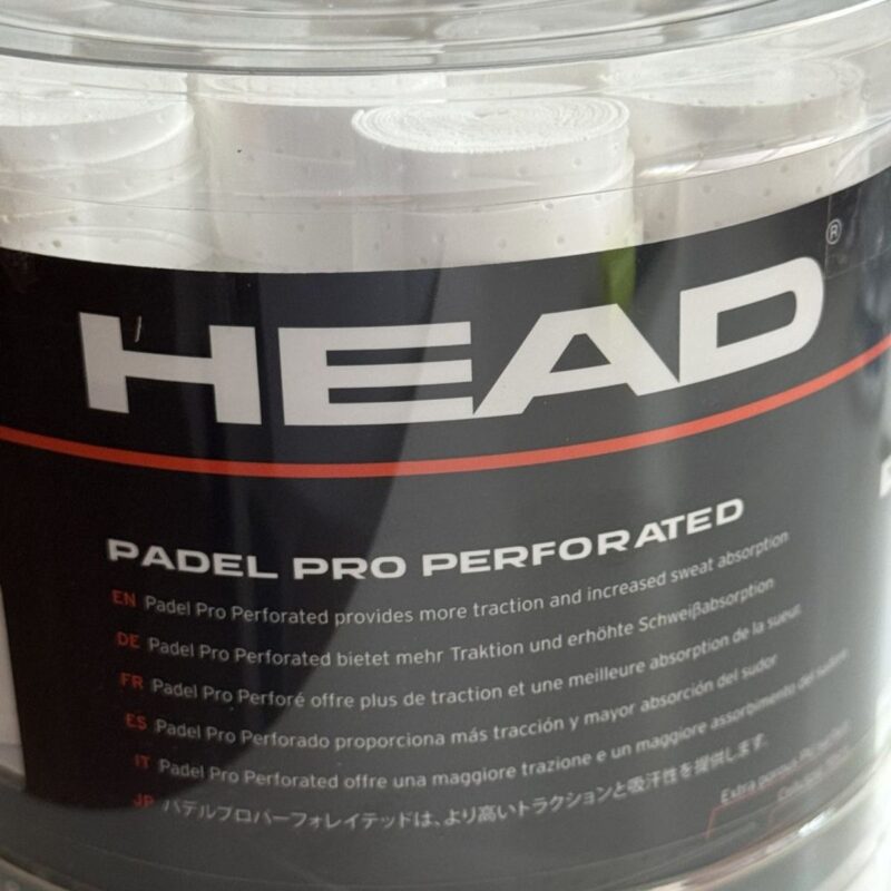 Detalle del Tambor 60 Overgrips HEAD Padel Pro Blancos Perforados