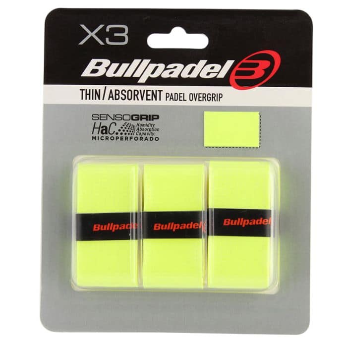 Blister de 3 Overgrips Bullpadel Thin/Absorvent Amarillos Perforados Blister de 3 Overgrips Bullpadel Thin/Absorvent Amarillos Perforados